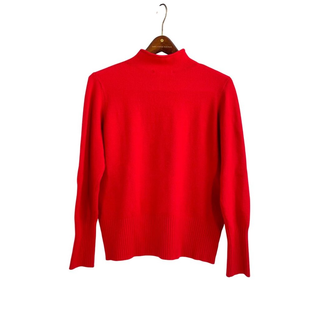 French Connection Womens Large Mock Neck Knit Sweater Red Holidays Christmas - Picture 2 of 8